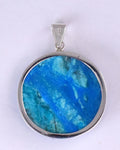 3.2cms BLUE OPAL SCENIC Cabochon Silver 950 Peru Seascape Pendant Jewelry  B992