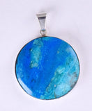 3.2cms BLUE OPAL SCENIC Cabochon Silver 950 Peru Seascape Pendant Jewelry  B992