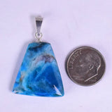 2.9cms BLUE OPAL SCENIC Cabochon Silver 950 Peru Seascape Pendant Jewelry  B994