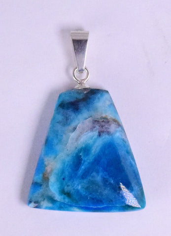 2.9cms BLUE OPAL SCENIC Cabochon Silver 950 Peru Seascape Pendant Jewelry  B994