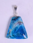 2.9cms BLUE OPAL SCENIC Cabochon Silver 950 Peru Seascape Pendant Jewelry  B994