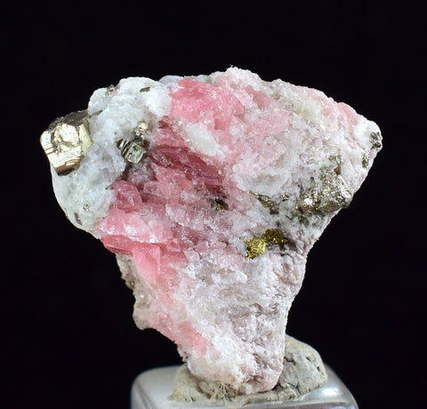 1.7cms RHODOCHROSITE FLUORITE PYRITE Crystal Rhombohedral Wuzhou Guangxi China Mineral Specimen R508
