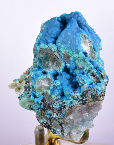 6.3cms  QUARTZ CHRYSOCOLLA TENTADORA Mine Peru Grape Botryoidal Stalactite Crystals Rare Ajoite (?)Mineral Specimen Collectors ce938