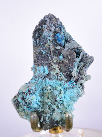 7.6cms  QUARTZ CHRYSOCOLLA TENTADORA Mine Peru Grape Botryoidal Stalactite Crystals Rare Ajoite (?)Mineral Specimen Collectors ce939