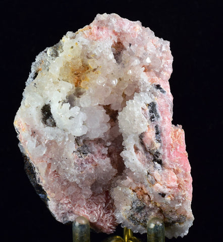 6.6cms RHODOCHROSITE ROSETTE QUARTZ  Peru Pink Crystals Needles Collector Mineral Specimen R531