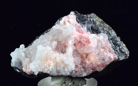 4.8cms RHODOCHROSITE ROSETTE QUARTZ  Peru Pink Crystals Needles Collector Mineral Specimen R534
