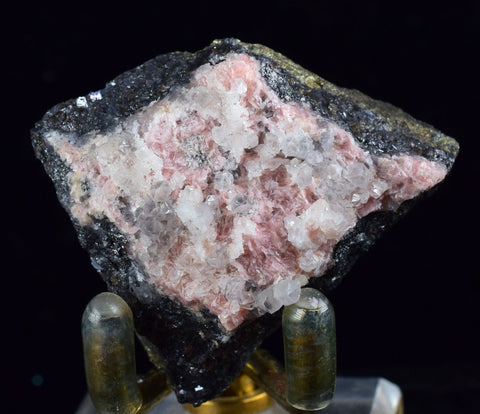 4.2cms RHODOCHROSITE ROSETTE QUARTZ  Peru Pink Crystals Needles Collector Mineral Specimen R540