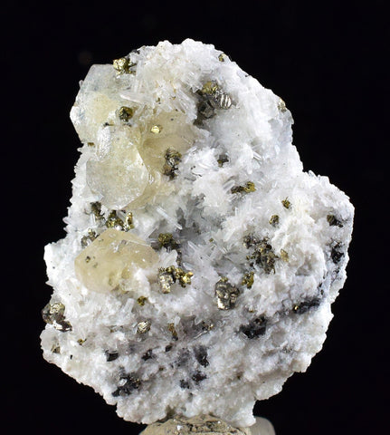 3.3cms APATITE CALCITE QUARTZ Pyrite Dickite Scheelite ? Peru Huanzala A531