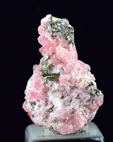 1.8cms RHODOCHROSITE FLUORITE PYRITE Crystal Rhombohedral Wuzhou Guangxi China Mineral Specimen R527