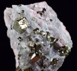 4.6cms RHODOCHROSITE ROSETTE QUARTZ  Pyrite Peru Pink Crystals Collector Mineral Specimen Huanzala Mine R548