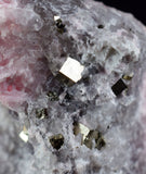 4.8cms RHODOCHROSITE ROSETTE QUARTZ  Pyrite Peru Pink Crystals Collector Mineral Specimen Huanzala Mine R549