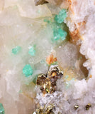 3.5cms EMERALD CRYSTAL PYRITE Calcite Quartz Colombia Mineral Specimen E104