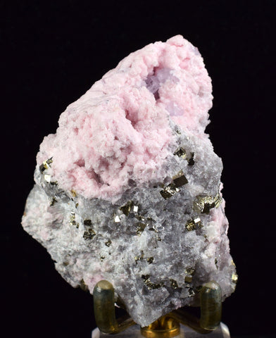 7cms RHODOCHROSITE ROSETTE QUARTZ Fluorite Pyrite Peru Pink Crystals Collector Mineral Specimen Huanzala Mine R555