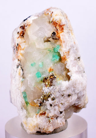 3.5cms EMERALD CRYSTAL PYRITE Calcite Quartz Colombia Mineral Specimen E104