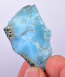 13grams LARIMAR PECTOLITE SLAB Scenic Quality Light Blue White Jewelry C959