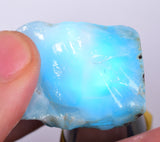 17grams LARIMAR PECTOLITE SLAB Scenic Quality Light Blue White Jewelry C960