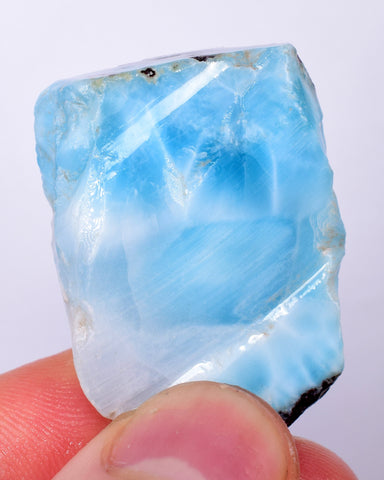 17grams LARIMAR PECTOLITE SLAB Scenic Quality Light Blue White Jewelry C960