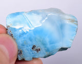 17grams LARIMAR PECTOLITE SLAB Scenic Quality Light Blue White Jewelry C960