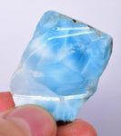 17grams LARIMAR PECTOLITE SLAB Scenic Quality Light Blue White Jewelry C960