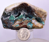 6.8cms GEM SILICA CHRYSOCOLLA Druzy Quartz Stalactites Lily Mine Peru Calcite Geodes Mineral Specimen D259
