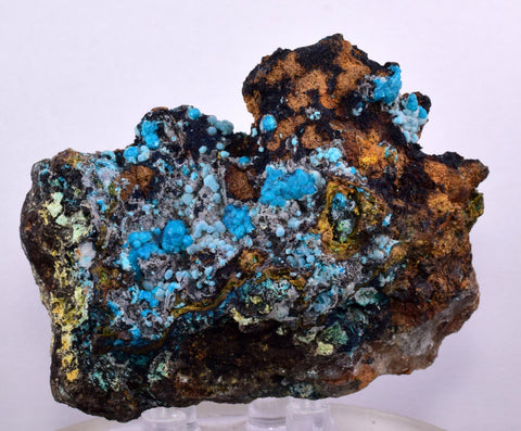 6.5cms  QUARTZ CHRYSOCOLLA TENTADORA Mine Peru Grape Botryoidal Stalactite Crystals Rare Ajoite (?)Mineral Specimen Collectors ce961