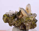2.8cms EPIDOTE QUARTZ CRYSTALS Peru Cluster Collector Green Yellow Color Mineral Specimen CE967