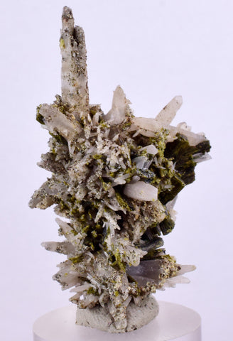 4.5cms EPIDOTE QUARTZ CRYSTALS Peru Cluster Collector Green Yellow Color Mineral Specimen CE969