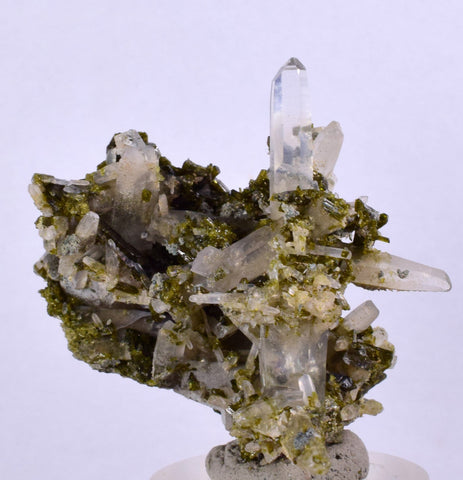 4.6cms EPIDOTE QUARTZ CRYSTALS Peru Cluster Collector Green Yellow Color Mineral Specimen CE968