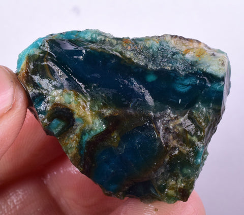 33.4grs GEM SILICA CHRYSOCOLLA Blue Chalcedony Rough Peru Mineral Specimen S108
