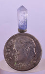 1.5Carats BLUE DUMORTIERITE in QUARTZ  Gem Polished Acicular Pendant Cabochon Mineral Specimen U562