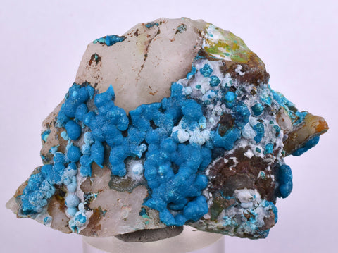 4.6cms  QUARTZ CHRYSOCOLLA TENTADORA Mine Peru Grape Botryoidal Stalactite Crystals Rare Ajoite (?)Mineral Specimen Collectors ce979