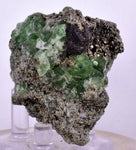 5.1cms GEOCRONITE GREEN FLUORITE Pyrite Quartz Crystal Peru Milpo Atacocha Shiny K88
