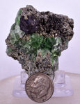 5.1cms GEOCRONITE GREEN FLUORITE Pyrite Quartz Crystal Peru Milpo Atacocha Shiny K88