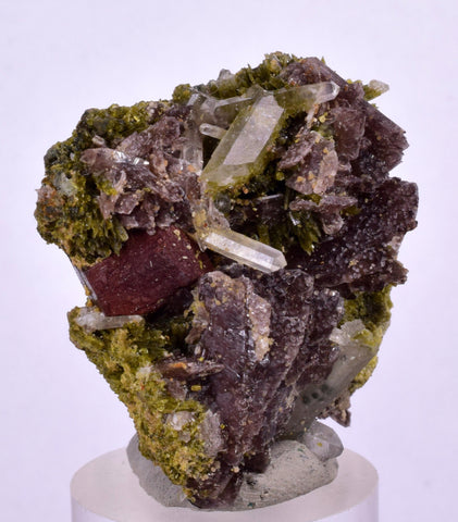 3.2cms AXINITE EPIDOTE  HEMATITE Crystals Cluster Prehnite Peru Mineral Specimen Collectors C998