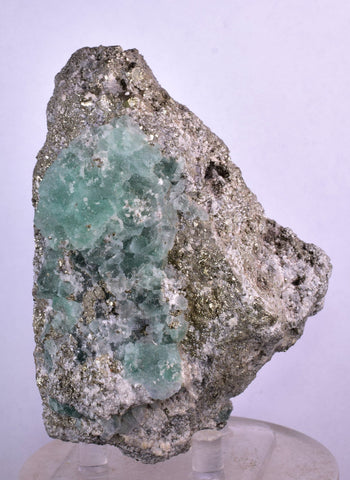 9.4cms GREEN FLUORITE CRYSTALS Pyrite Quartz Peru Huanzala Shiny Mineral Specimen K90
