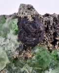 5.1cms GEOCRONITE GREEN FLUORITE Pyrite Quartz Crystal Peru Milpo Atacocha Shiny K88
