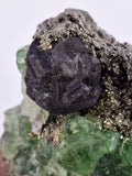 5.1cms GEOCRONITE GREEN FLUORITE Pyrite Quartz Crystal Peru Milpo Atacocha Shiny K88