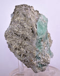 9.4cms GREEN FLUORITE CRYSTALS Pyrite Quartz Peru Huanzala Shiny Mineral Specimen K90