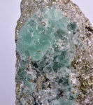 9.4cms GREEN FLUORITE CRYSTALS Pyrite Quartz Peru Huanzala Shiny Mineral Specimen K90