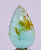 4carats BLUE OPAL CABOCHON Pendant Wire Wrap Caribean Turquoise Color Peru B84