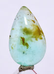 4carats BLUE OPAL CABOCHON Pendant Wire Wrap Caribean Turquoise Color Peru B84
