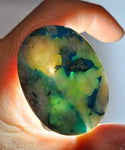 150carats BLUE CHRYSOCOLLA QUARTZ Malachite Peru Scenic Cabochon Pendant B85