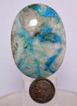 150carats BLUE CHRYSOCOLLA QUARTZ Malachite Peru Scenic Cabochon Pendant B85
