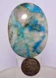 150carats BLUE CHRYSOCOLLA QUARTZ Malachite Peru Scenic Cabochon Pendant B85