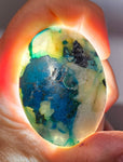 135carats BLUE CHRYSOCOLLA QUARTZ Malachite Peru Scenic Cabochon Pendant B86