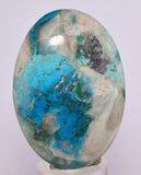 135carats BLUE CHRYSOCOLLA QUARTZ Malachite Peru Scenic Cabochon Pendant B86