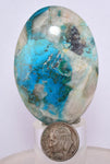 135carats BLUE CHRYSOCOLLA QUARTZ Malachite Peru Scenic Cabochon Pendant B86