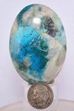 135carats BLUE CHRYSOCOLLA QUARTZ Malachite Peru Scenic Cabochon Pendant B86