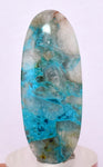 25.5carats BLUE CHRYSOCOLLA QUARTZ Malachite Peru Scenic Cabochon Pendant B88