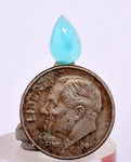 0.5carats BLUE OPAL CABOCHON Pendant Wire Wrap Caribean Turquoise Color Peru B82